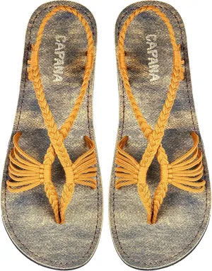 Capana Women's Flat Cork Sandals - Strappy Braided Bohemian Beach Sandals, Spring Casual Shoes, Comfy Boho Flats for Teen Girls – Cocoon