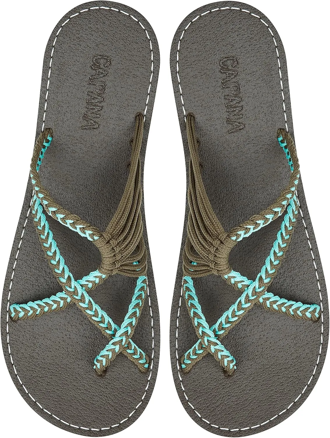 Capana Woven Women's Flat Sandals - Strappy Braided Beach Sandals for Dressy Summer, Rope Bohemian Spring Casual Womens Shoes, Comfy Boho Flats for Teen Girls Oceanbliss