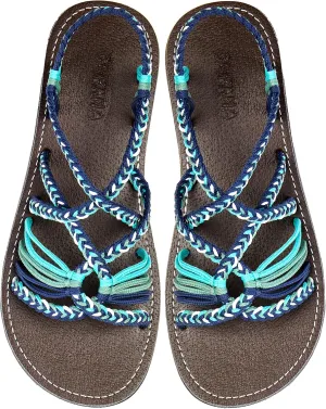 Capana Woven Women's Flat Sandals - Strappy Braided, Beach Sandals for Women Dressy Summer, Rope Bohemian Sandals, Spring Casual Womens Shoes, Comfy Boho Flats for Teen Girls – Relax (2nd Version)
