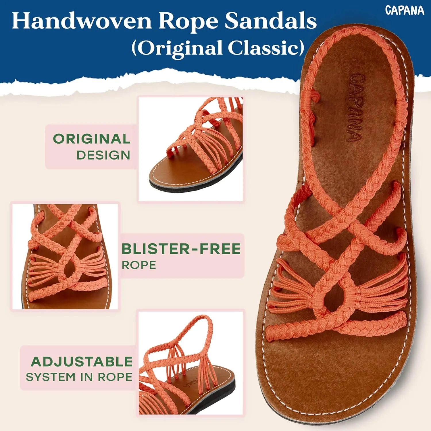 Capana Woven Women's Flat Sandals - Strappy Braided, Beach Sandals for Women Dressy Summer, Rope Bohemian Sandals, Spring Casual Womens Shoes, Comfy Boho Flats for Teen Girls – Relax (2nd Version)
