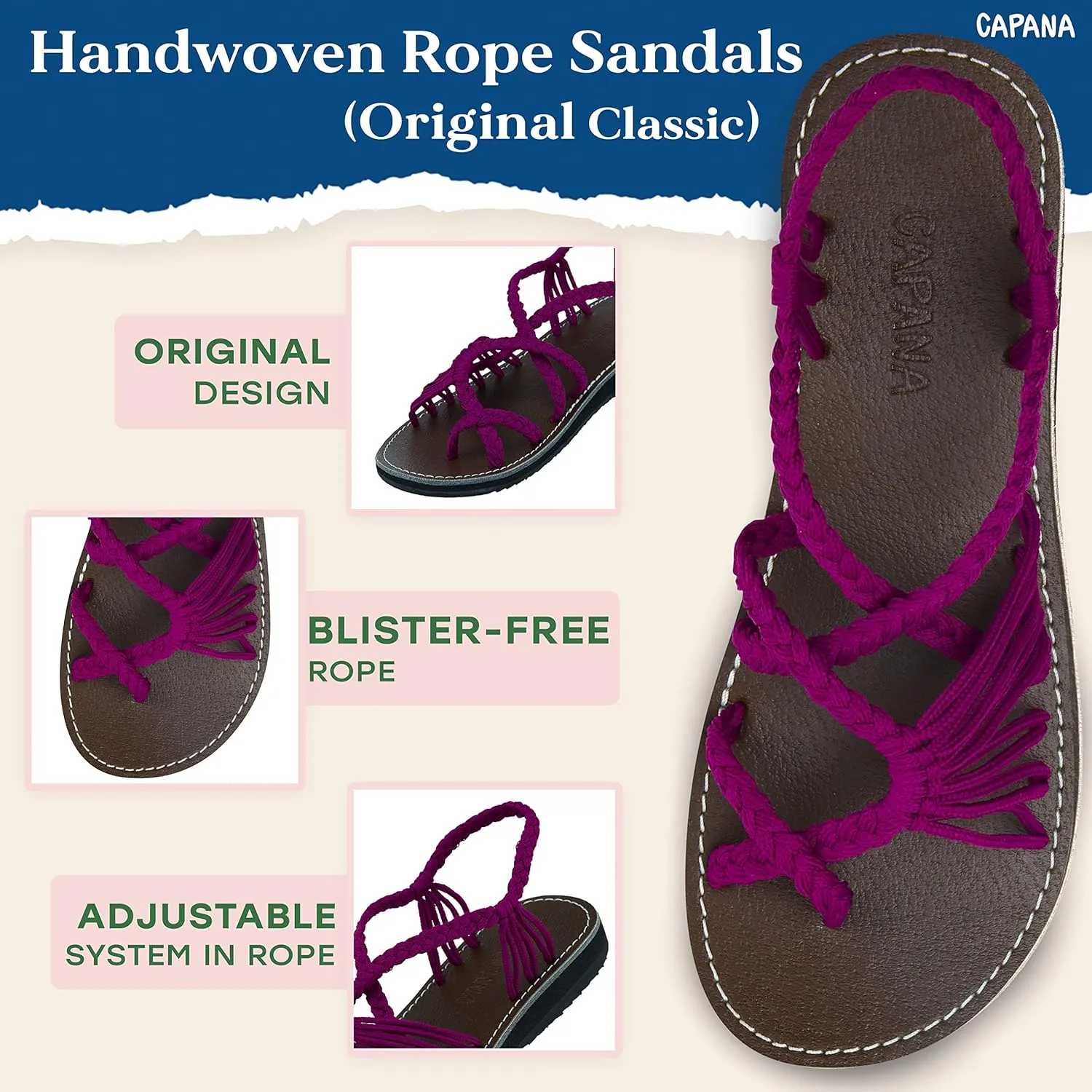 Capana Woven Women's Flat Sandals - Strappy Braided Sandals, Beach Sandals for Women Dressy Summer, Rope Bohemian Sandals, Spring Casual Womens Shoes, Comfy Boho Flats for Teen Girls – Banyan