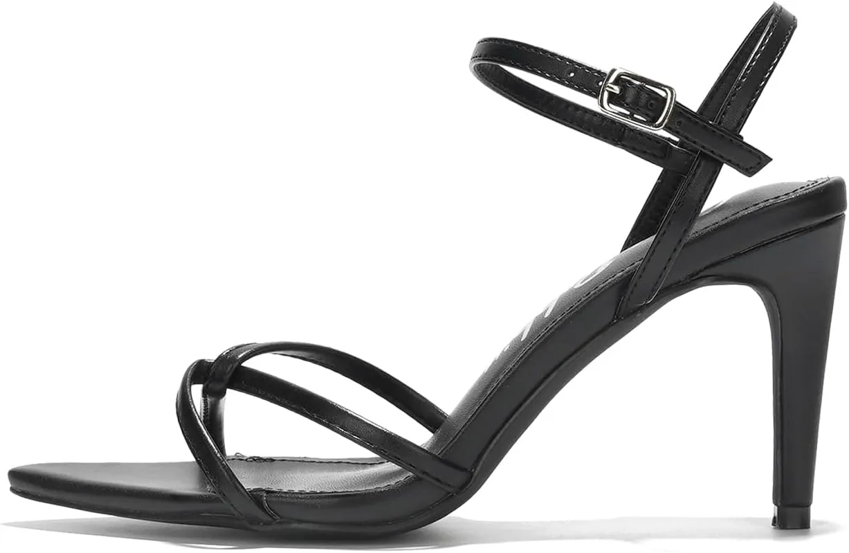Cape Robbin Black Kitten Heels for Women, Strappy Womens Heels, Chic Shoes