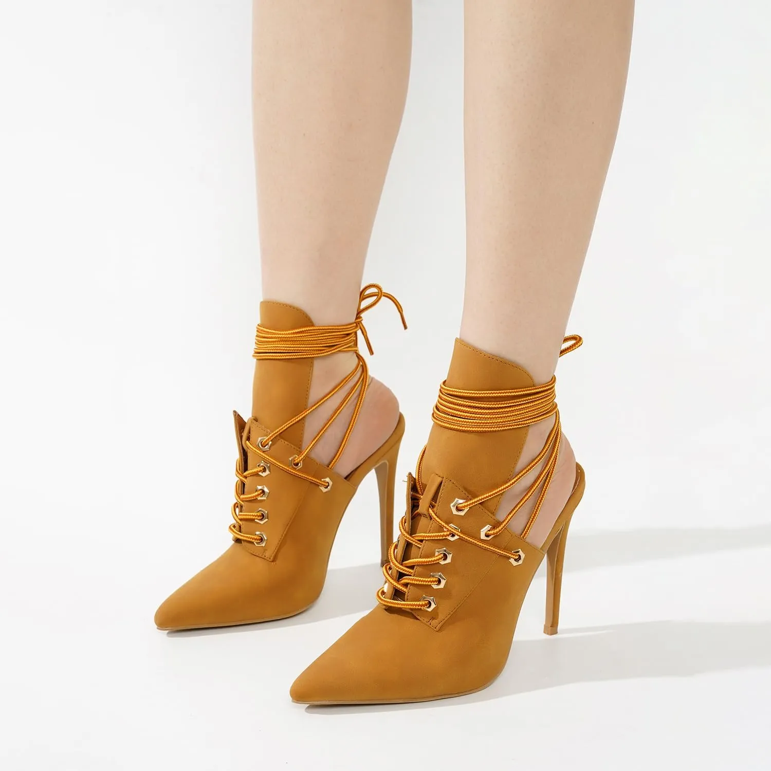 Cape Robbin Raphaela Lace-up Chic Stiletto Heels (Raphaela)