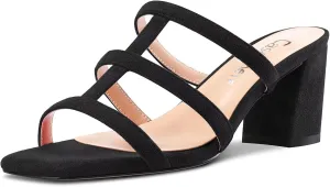 Castamere Chunky Block Mid Heel Open Toe Slip-on Gladiator Sandals Casual Cute Dress 2.6 Inches Heels