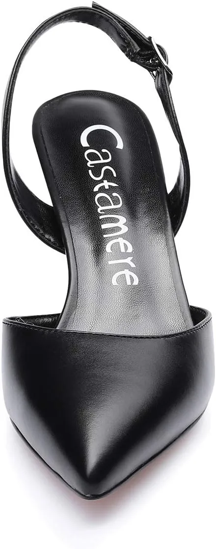 Castamere Pointed Toe Slingback Pumps Womens Mid Kitten Heel Closed Toe Low Heel Sandals 6 CM Heeled