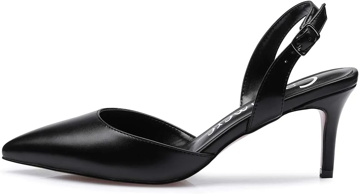Castamere Pointed Toe Slingback Pumps Womens Mid Kitten Heel Closed Toe Low Heel Sandals 6 CM Heeled