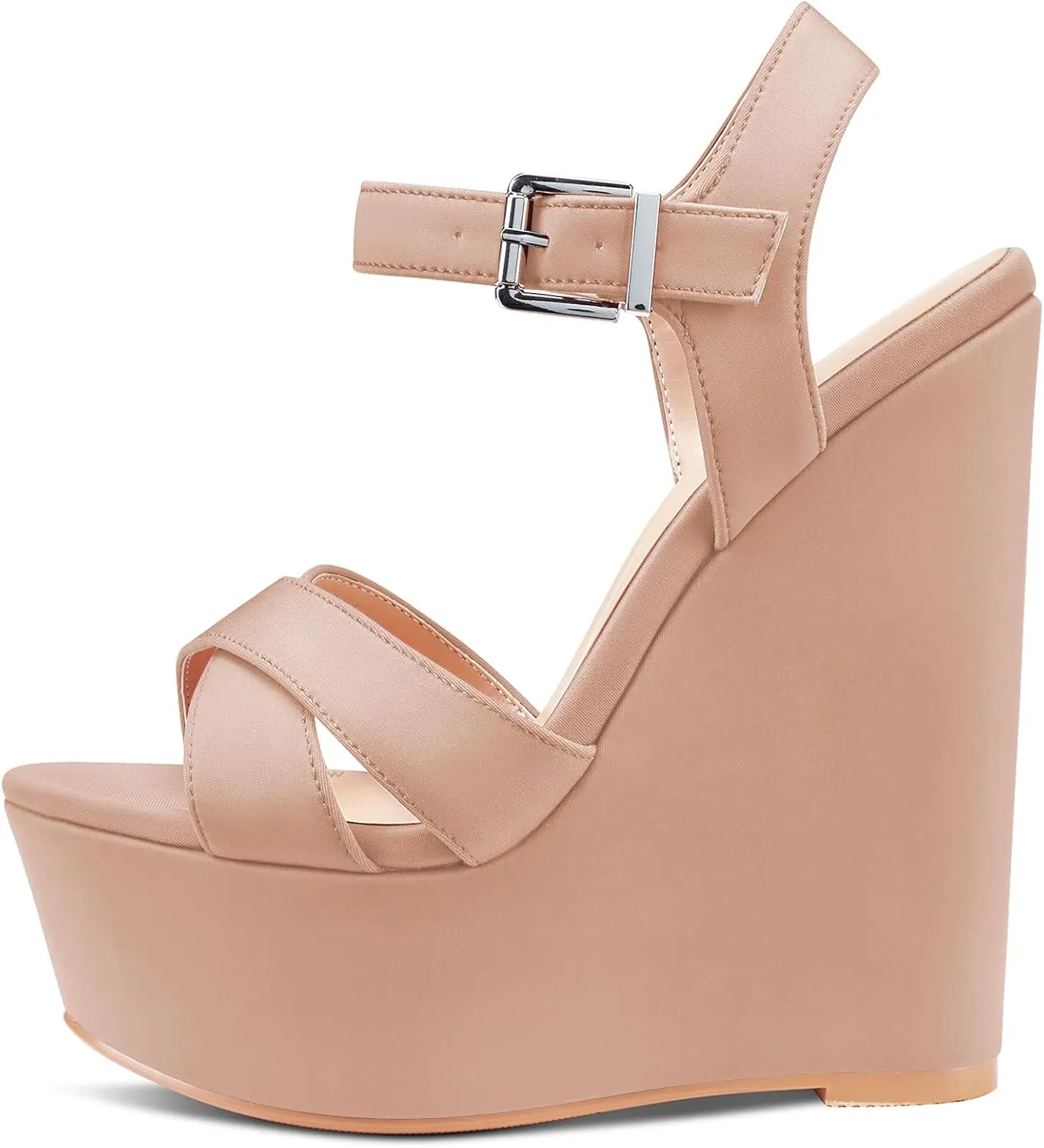 Castamere Women High Wedge Platform Heel 5.9 Inches Heels Peep Open Toe Sandals Ankle Strap Buckle Sexy Dress Wedding