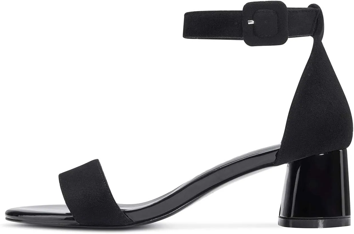 Castamere Womens Chunky Block Heel Sandals Ankle Strap Open Toe Buckle 5CM Heels Sandal