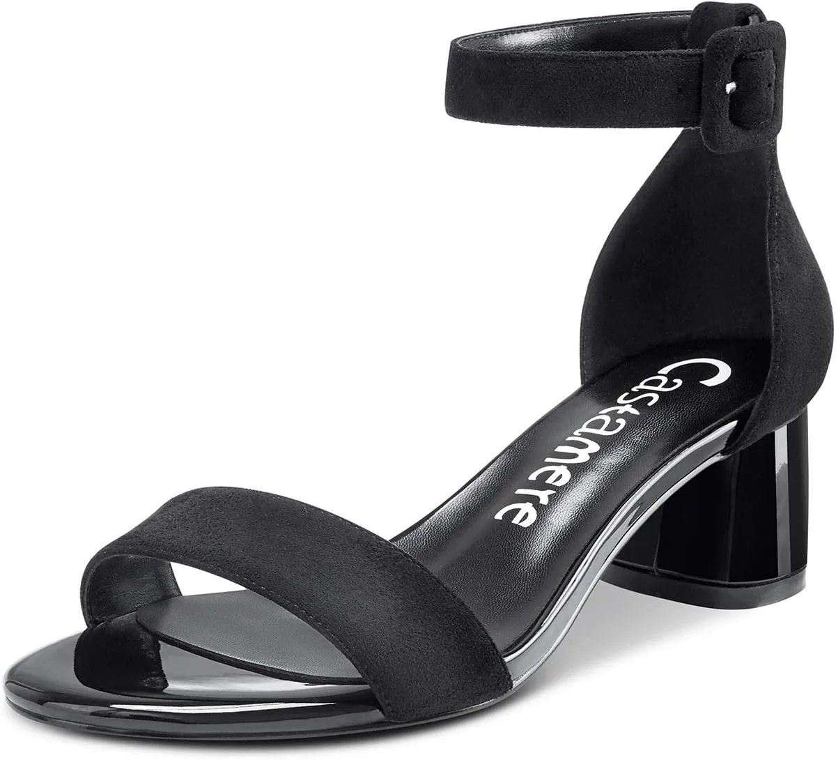 Castamere Womens Chunky Block Heel Sandals Ankle Strap Open Toe Buckle 5CM Heels Sandal