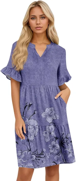 Casual Dresses for Women, Flowy Travel Vacation Elegant Trendy Boho Sundresses for Women