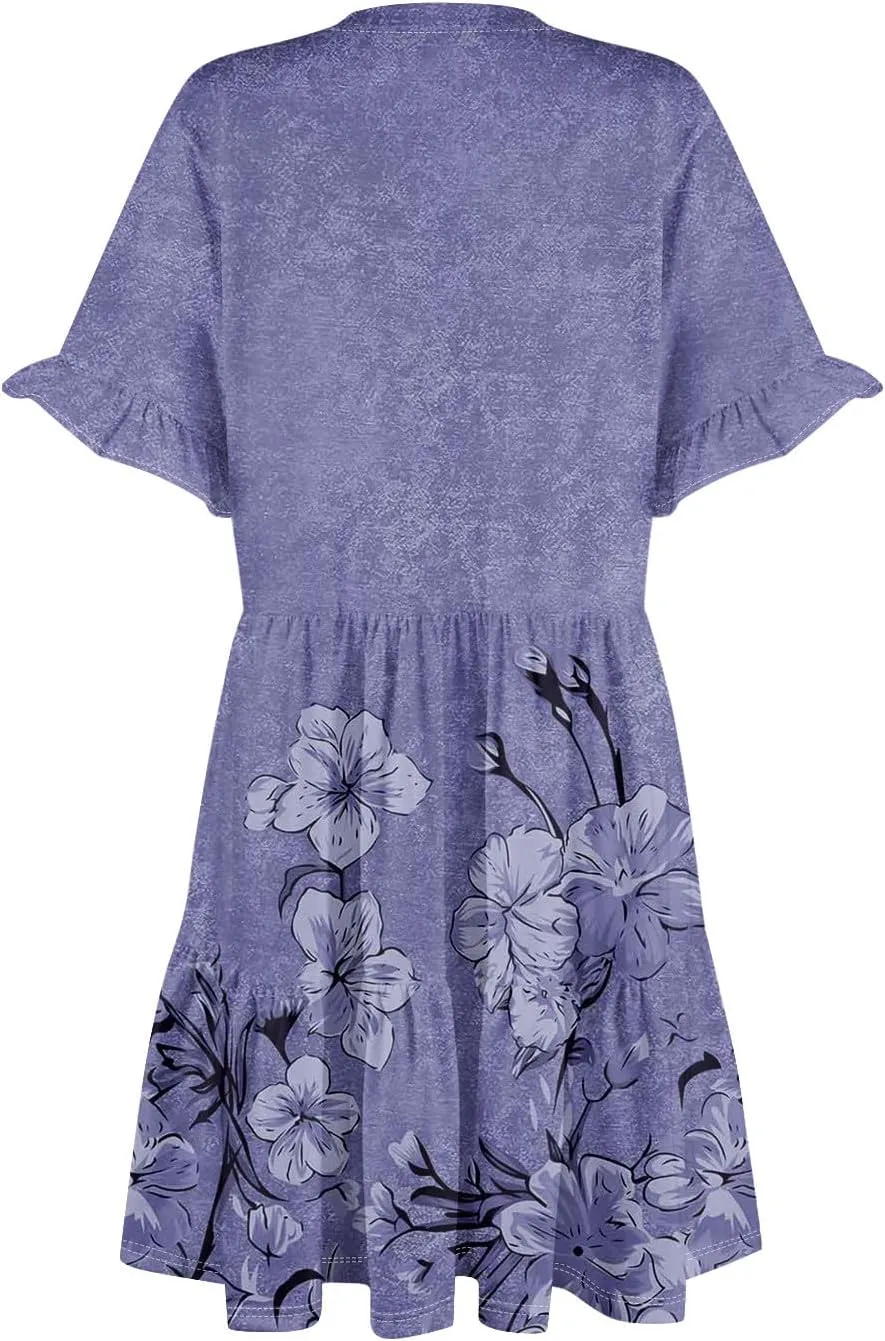 Casual Dresses for Women, Flowy Travel Vacation Elegant Trendy Boho Sundresses for Women