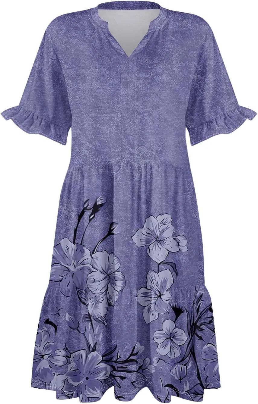 Casual Dresses for Women, Flowy Travel Vacation Elegant Trendy Boho Sundresses for Women