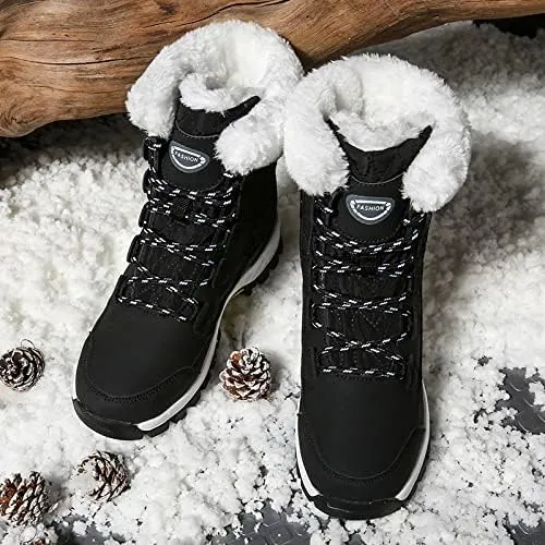 CERYTHRINA Women's Waterproof Snow Boots Winter Mid Calf Booties Warm Fur Lining Winter Shoes