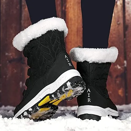 CERYTHRINA Women's Waterproof Snow Boots Winter Mid Calf Booties Warm Fur Lining Winter Shoes