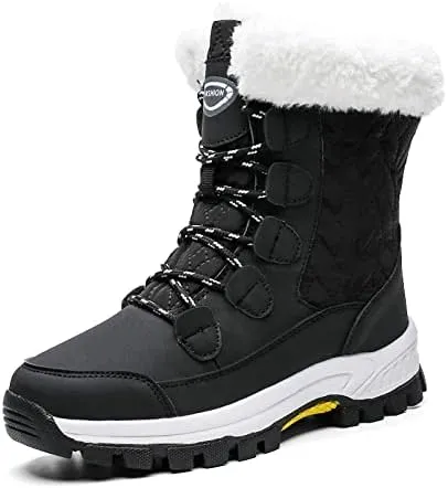 CERYTHRINA Women's Waterproof Snow Boots Winter Mid Calf Booties Warm Fur Lining Winter Shoes