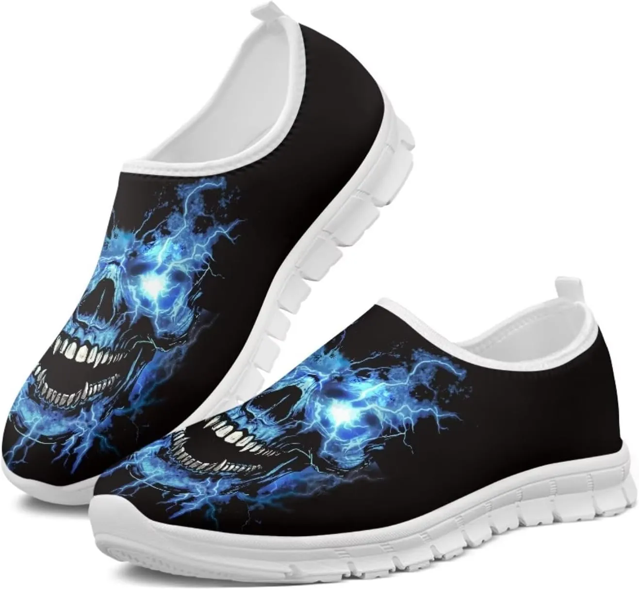 chaqlin Slip on Loafers Skull Low Cut Sneaker Comfortable Soft Mesh Tennis Shoes for Women Men Workout Hands Free Clipper