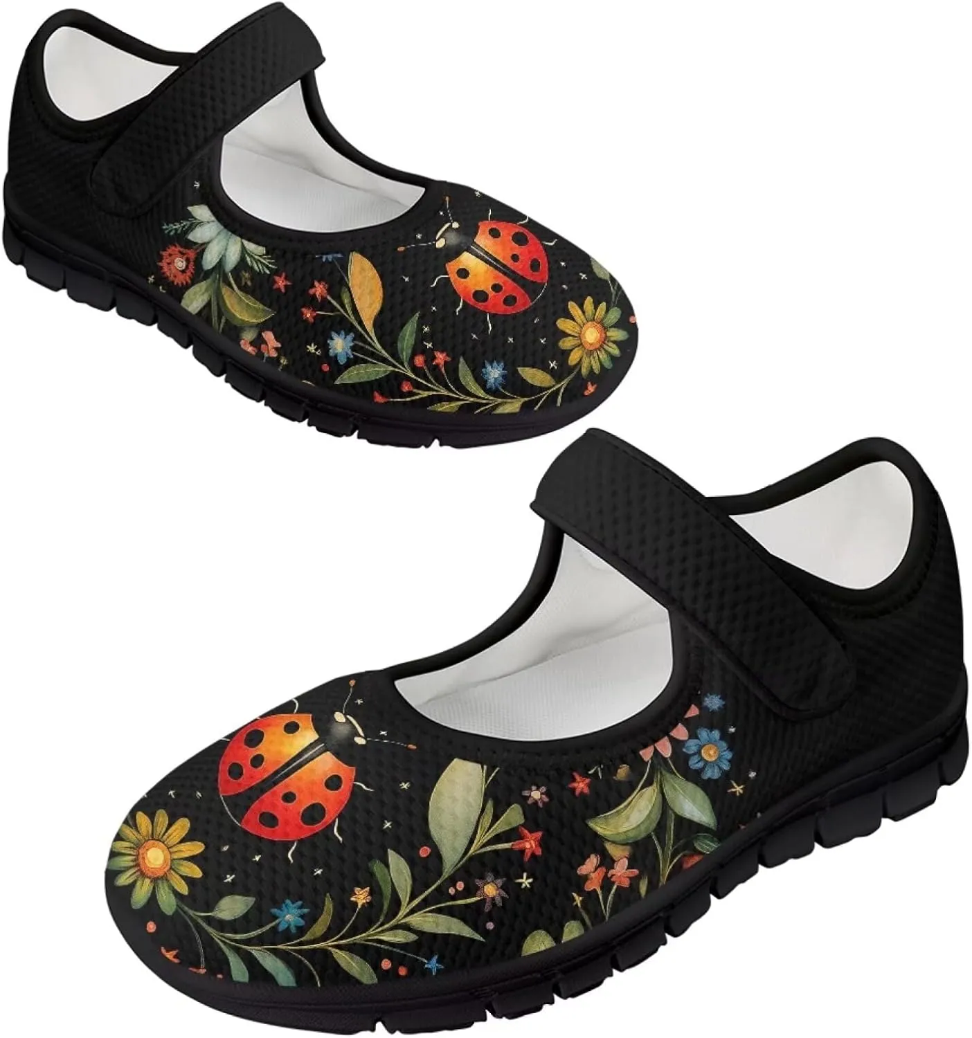 chaqlin Women Flat Shoes Non Slip Sneakers Mary Jane Comfortable Mesh Walking Tennis Shoe Wide Toe Zero Drop Athletic Strap Sneaker