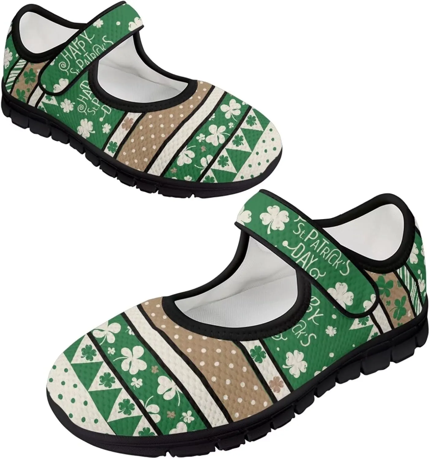 chaqlin Women's Mary Janes Shoes Green Leaves Non Slip Sneakers Breathable Mesh Tennis Shoe Casual Work Comfortable Low Cut Sneaker