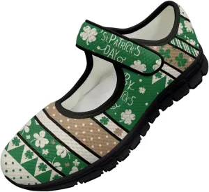 chaqlin Women's Mary Janes Shoes Green Leaves Non Slip Sneakers Breathable Mesh Tennis Shoe Casual Work Comfortable Low Cut Sneaker
