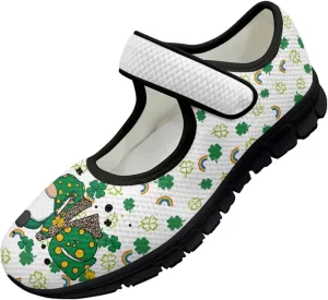 chaqlin Women's Mary Janes Shoes Green Leaves Non Slip Sneakers Breathable Mesh Tennis Shoe Casual Work Comfortable Low Cut Sneaker