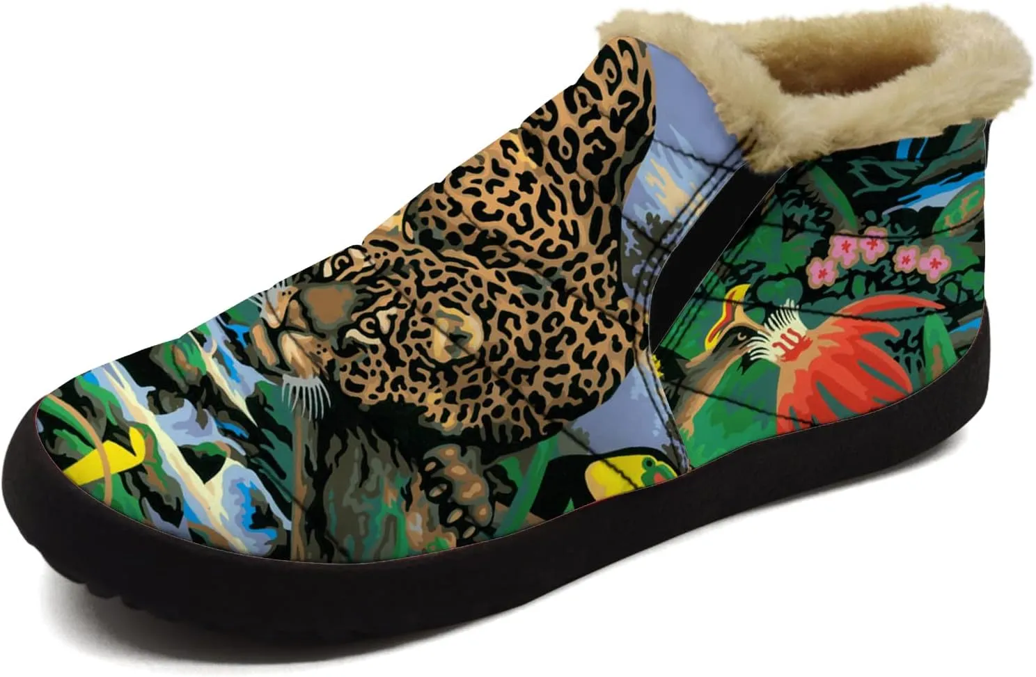 Cheetah Shoes for Women Men Snow Boots Winter Low Top Fashion Sneakers Slip on Ankle Booties Valentines Day Gifts