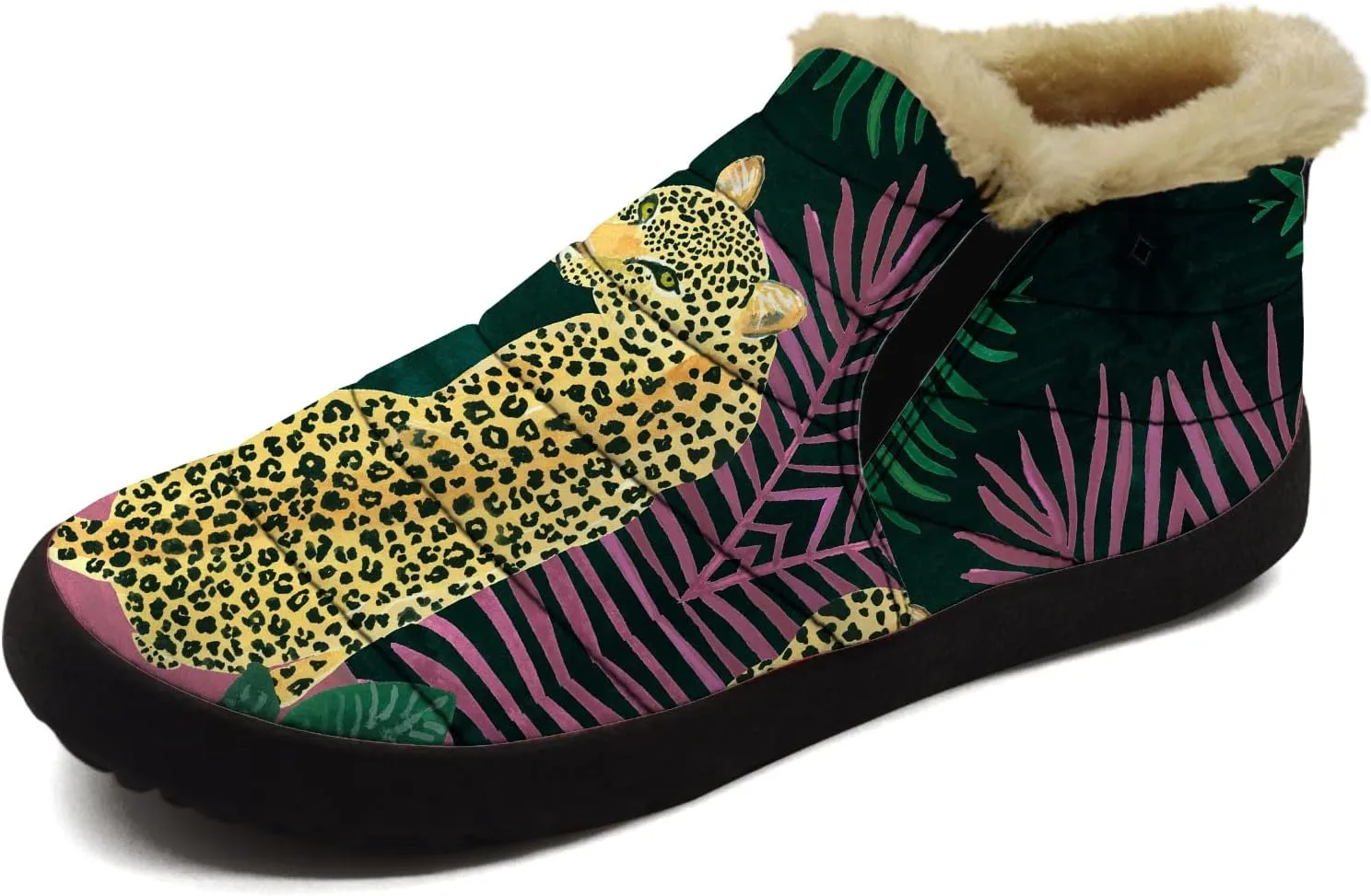 Cheetah Shoes for Women Men Snow Boots Winter Low Top Fashion Sneakers Slip on Ankle Booties Valentines Day Gifts