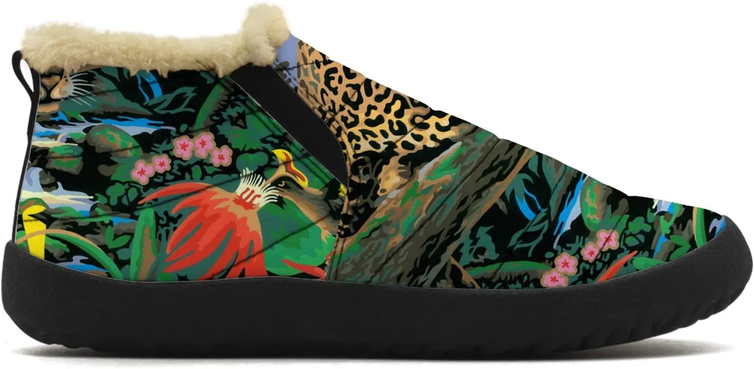 Cheetah Shoes for Women Men Snow Boots Winter Low Top Fashion Sneakers Slip on Ankle Booties Valentines Day Gifts