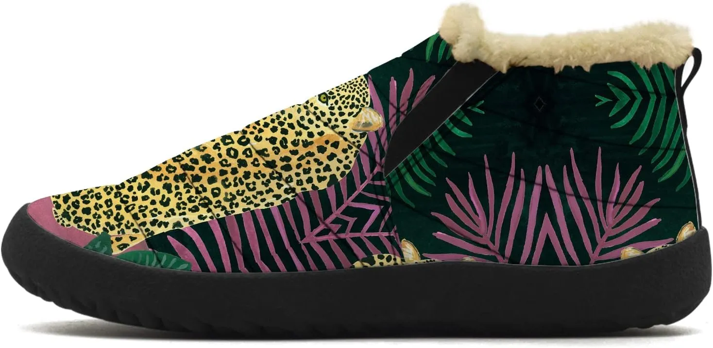 Cheetah Shoes for Women Men Snow Boots Winter Low Top Fashion Sneakers Slip on Ankle Booties Valentines Day Gifts