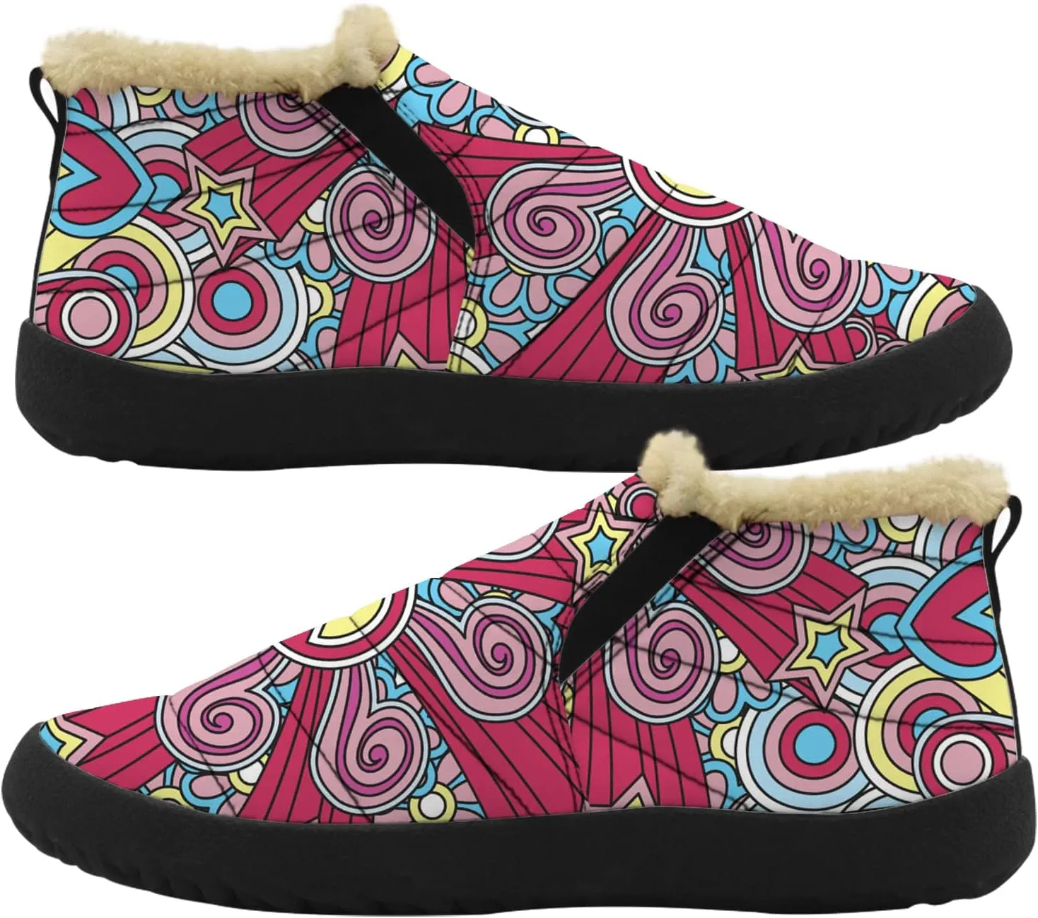 Cheetah Shoes for Women Men Snow Boots Winter Low Top Fashion Sneakers Slip on Ankle Booties Valentines Day Gifts