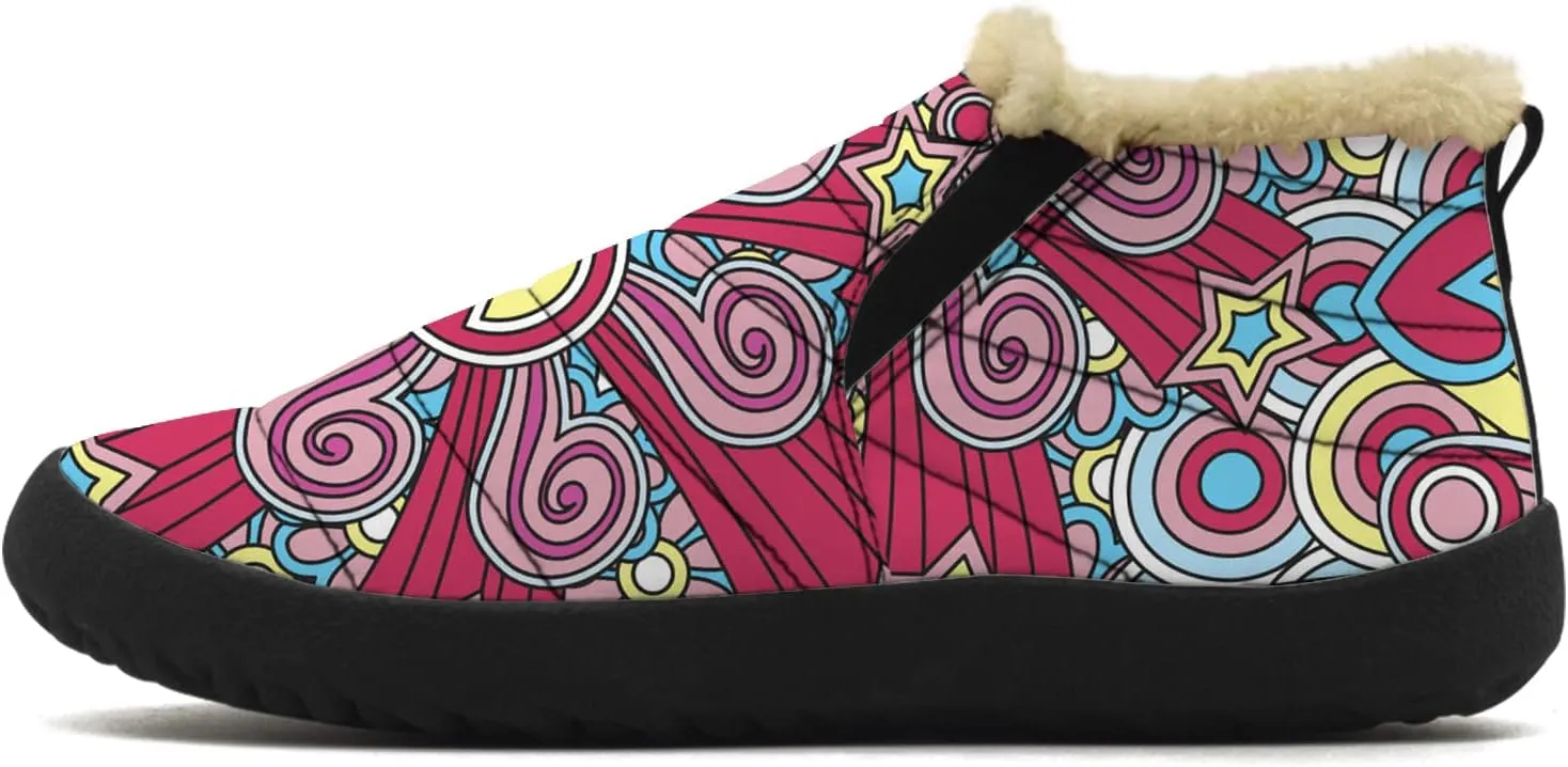 Cheetah Shoes for Women Men Snow Boots Winter Low Top Fashion Sneakers Slip on Ankle Booties Valentines Day Gifts