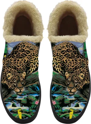Cheetah Shoes for Women Men Snow Boots Winter Low Top Fashion Sneakers Slip on Ankle Booties Valentines Day Gifts