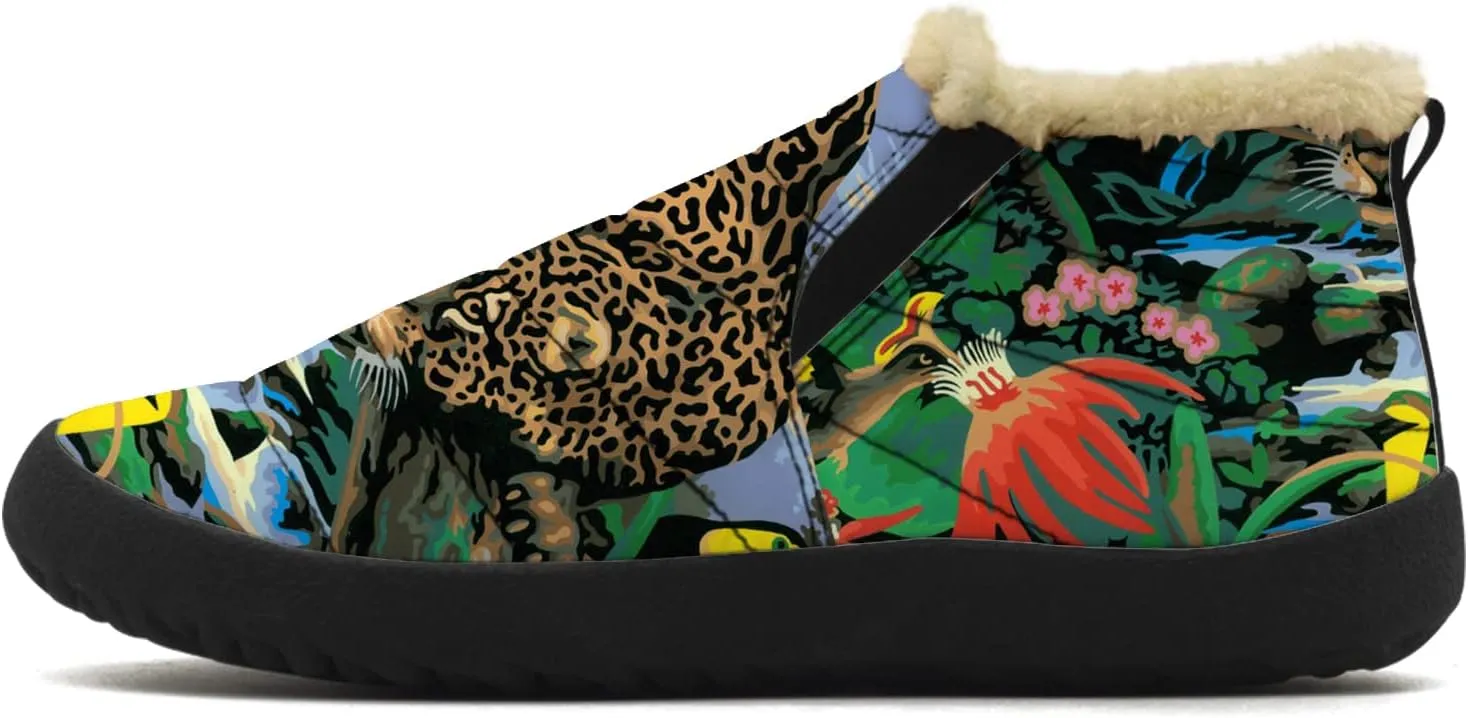 Cheetah Shoes for Women Men Snow Boots Winter Low Top Fashion Sneakers Slip on Ankle Booties Valentines Day Gifts