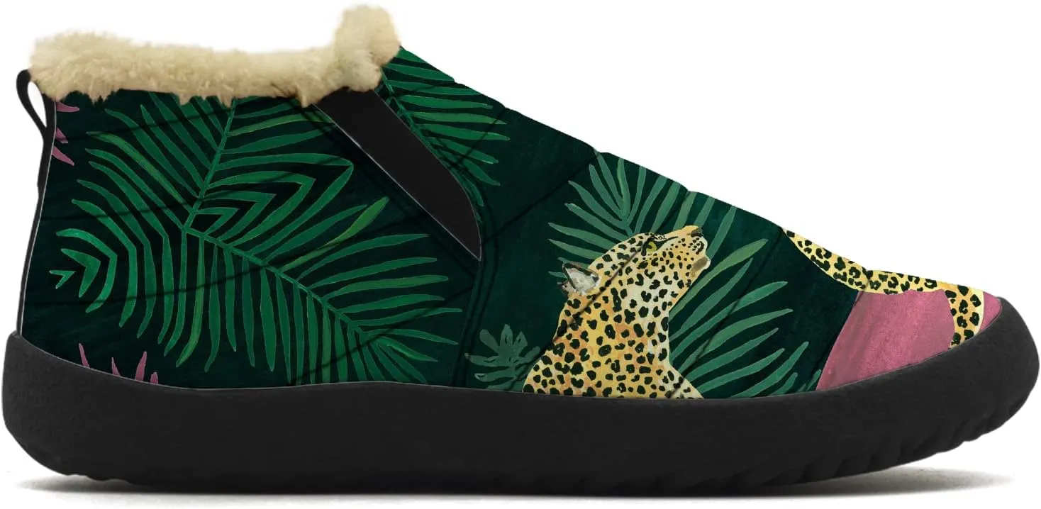Cheetah Shoes for Women Men Snow Boots Winter Low Top Fashion Sneakers Slip on Ankle Booties Valentines Day Gifts