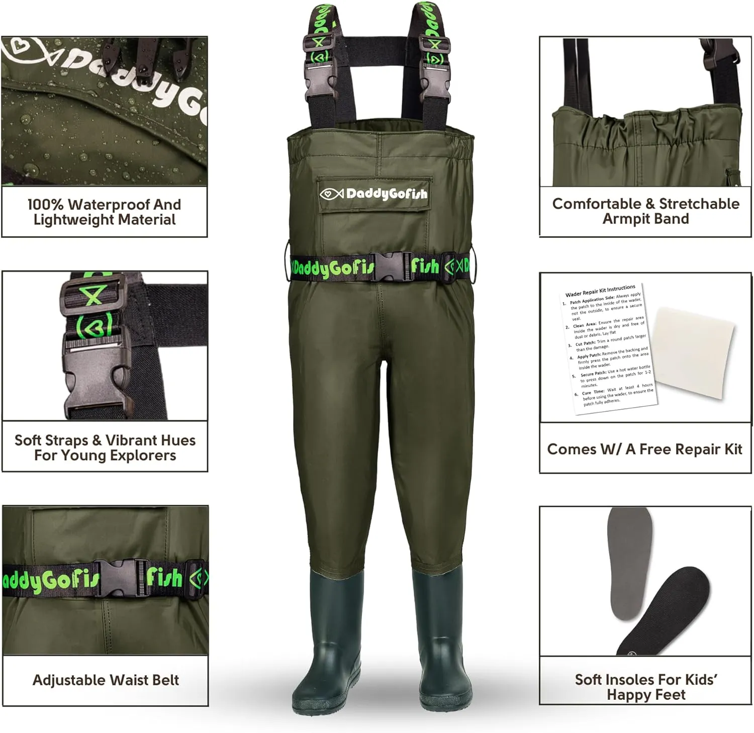 Chest Waders for Kids and Adults, Fishing and Hunting Waders with a Pocket and a Wader Hanger