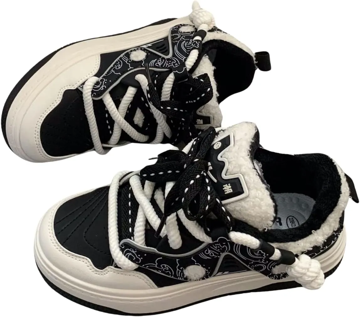 Chic Pastel Aesthetic Platform Shoes - Chunky Sneakers for Women, Available with or Without Faux Fur Trim