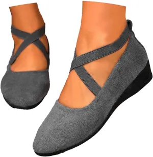 Closed Toe Sandals For Women 2025 Comfortable Dressy Casual Shoes With Elastic Ankle Strap Slip-On Ballet Flats