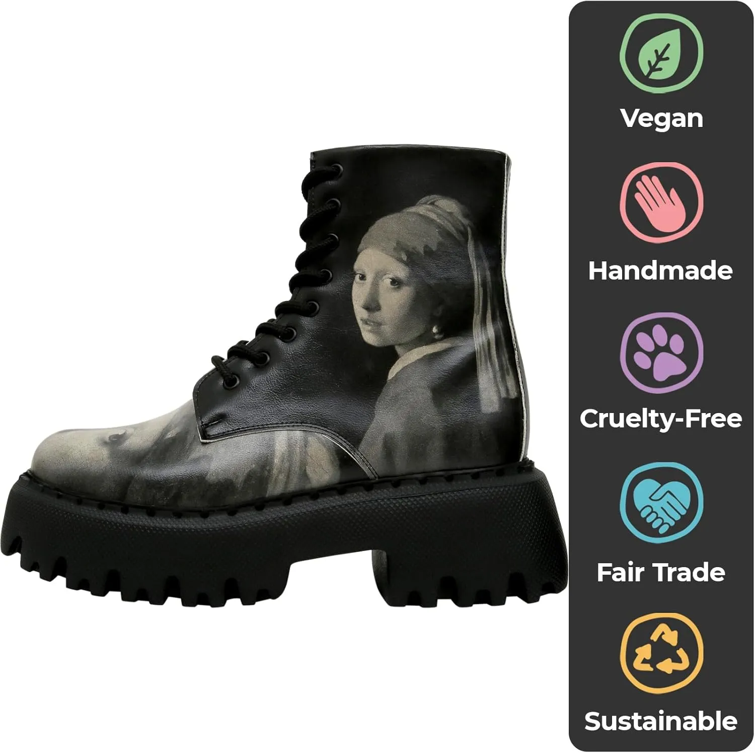Combat Boots for Women - Vegan Leather and Handmade Platform Boots For Women