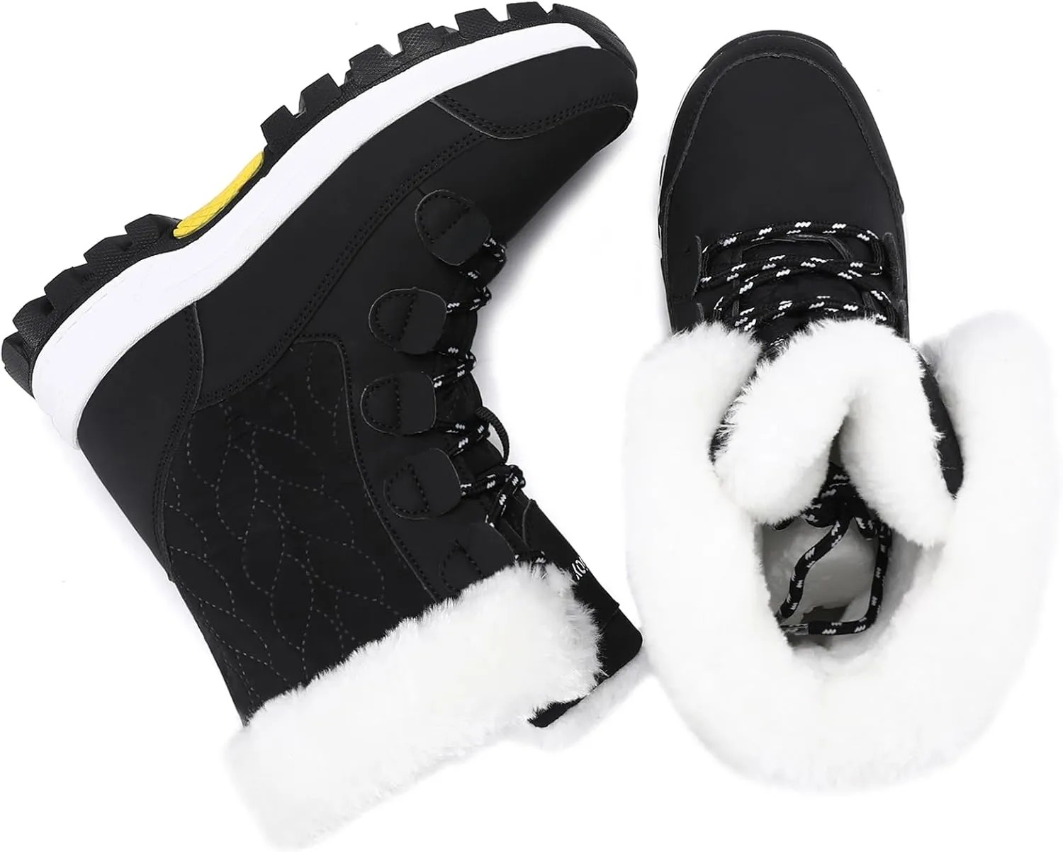 COOJOY Womens Winter Snow Boots Waterproof Shoes Walking Comfortable Hiking Tennis Booties Furry Mid Calf Warm Lightweight