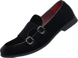 COSIDRAM Men's Casual Shoes Fashion Velvet Patent Leather Loafers Classic Gold Buckle Business Party Shoes