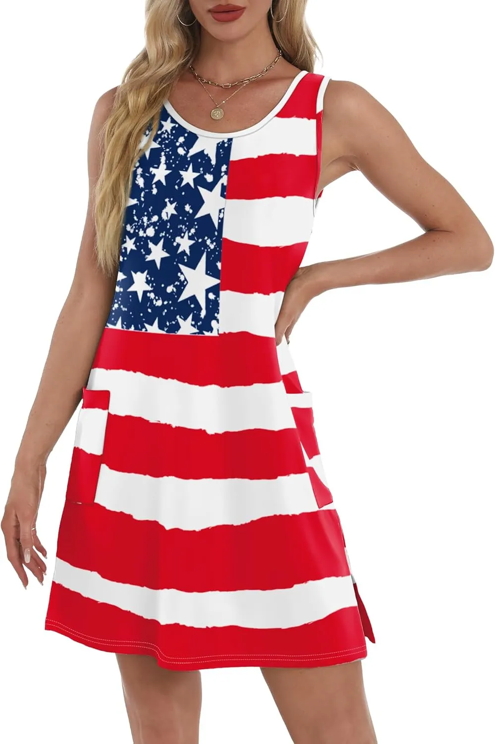 Coverup Summer Dresses for Women 2025 Eyelet Casual Loose Sleeveless Sundresses Tank Dresses with Pockets