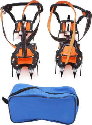 Crampons for Shoes, Anti Slip Ice Snow Traction Cleats, 12 Teeth Boots Ice Cleats, Strong Grip Firm Wearproof Ice Cleats for Walking, Jogging, Climbing and Hiking