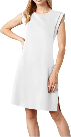Crew-Neck Summer Casual Beach Dress for Women 2025 Vacation Women's Sleeveless Sundress with Split