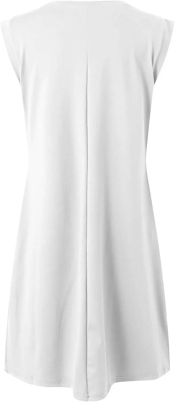 Crew-Neck Summer Casual Beach Dress for Women 2025 Vacation Women's Sleeveless Sundress with Split