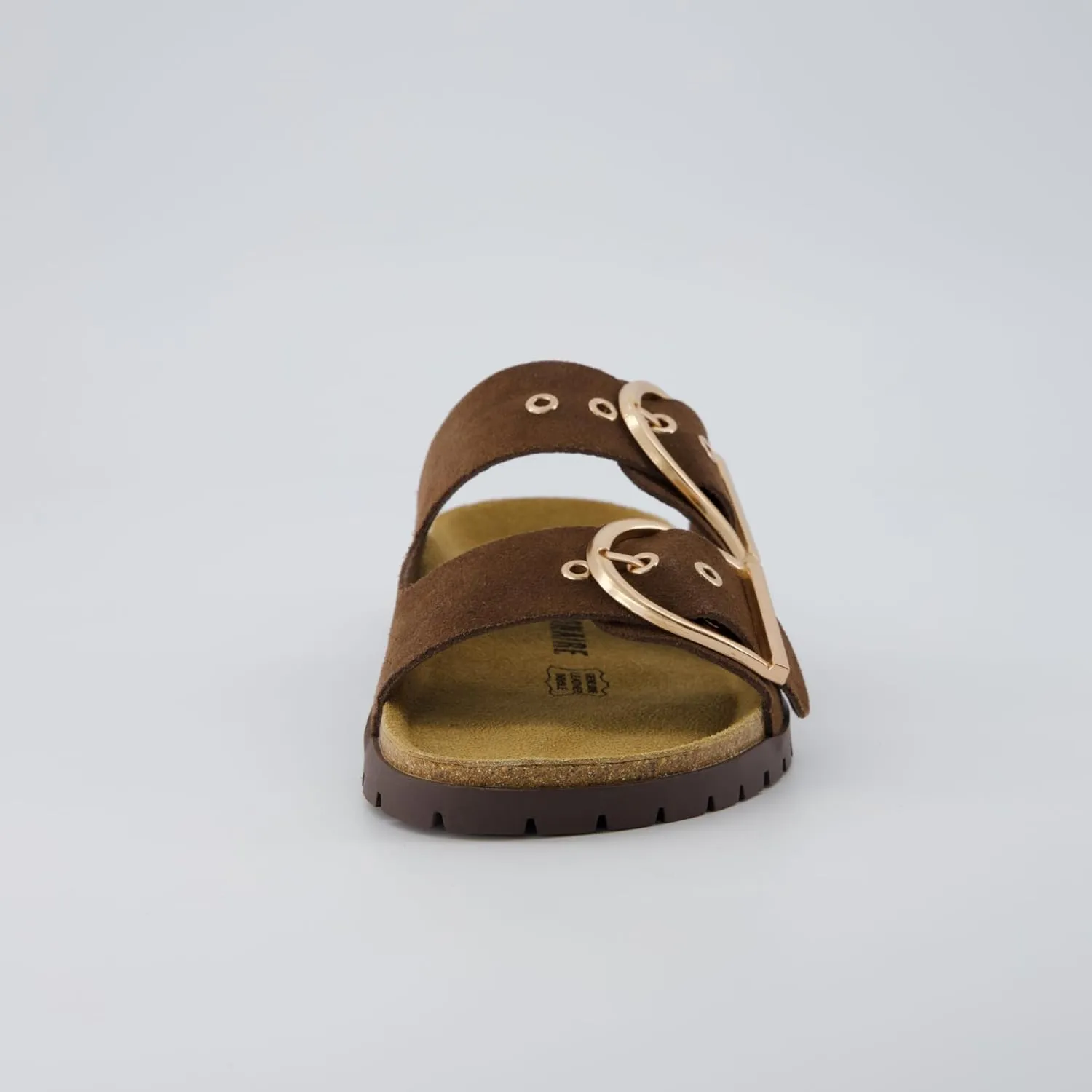 CUSHIONAIRE Brook Women’s Suede Double-Buckle Cork Footbed Slide Sandals with Memory Foam Comfort