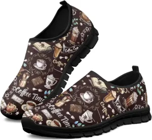 Cute Loafers for Women Desserts Print Casual Slip On Tennis Shoes Breathable Anti-Slip Hiking Sneakers Comfortable Running Flat Shoes for Workout