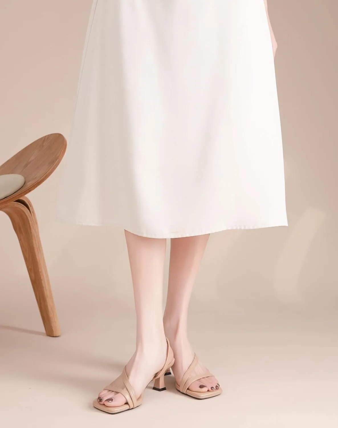 DADAWEN Women's Dressy Strappy Low Kitten Heel Square Open Toe Sandals Buckle Strap Summer Dress Shoes Pumps for Party Wedding Dance Evening