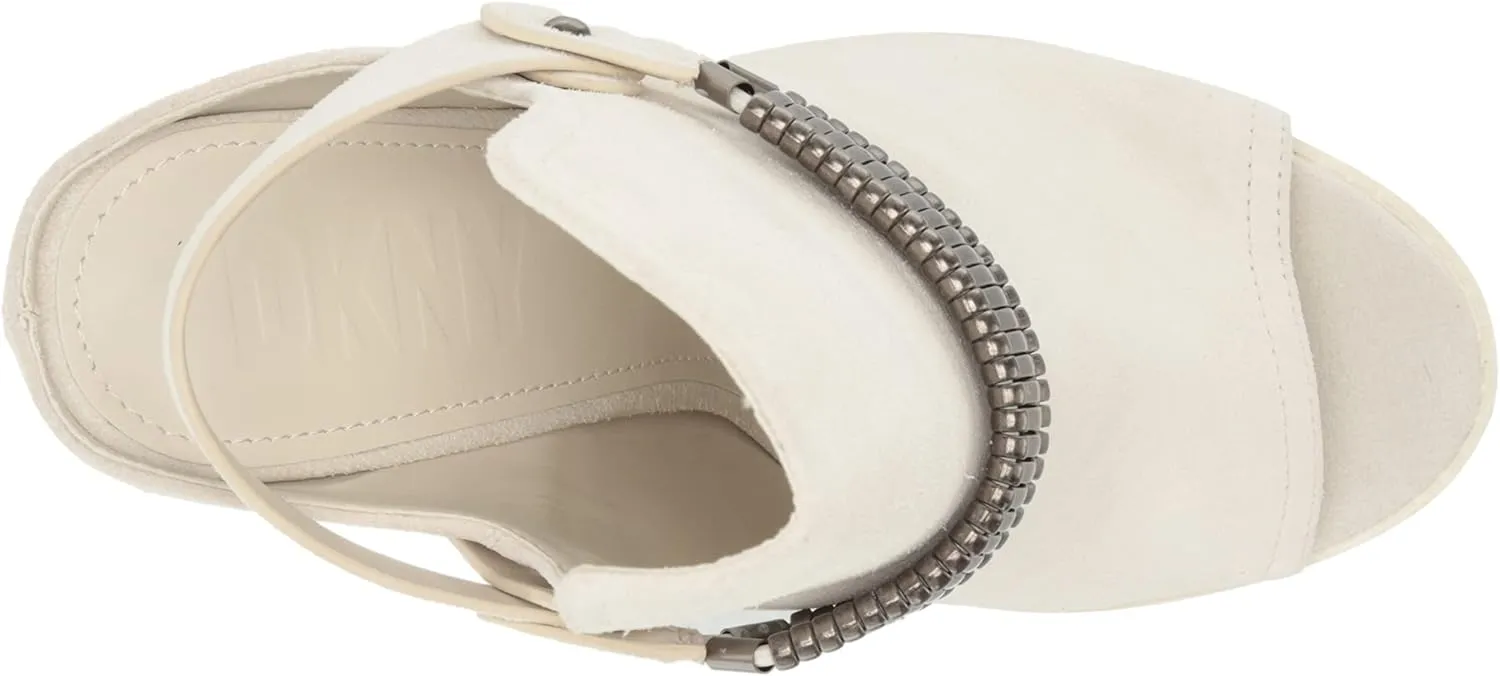 DKNY Women's Open Toe Metal Strap Detail Heeled Bootie Sandal