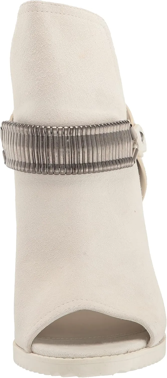 DKNY Women's Open Toe Metal Strap Detail Heeled Bootie Sandal