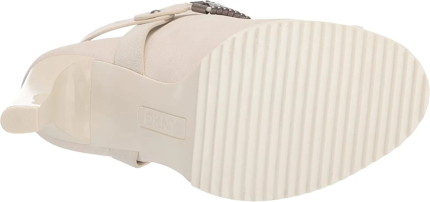 DKNY Women's Open Toe Metal Strap Detail Heeled Bootie Sandal