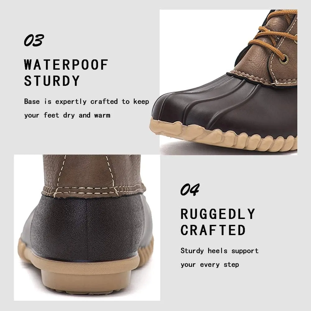 DKSUKO Women's Duck Boots witth Zipper Waterproof Winter Boots Snow Boots for Women Rain Boots for Cold Weather